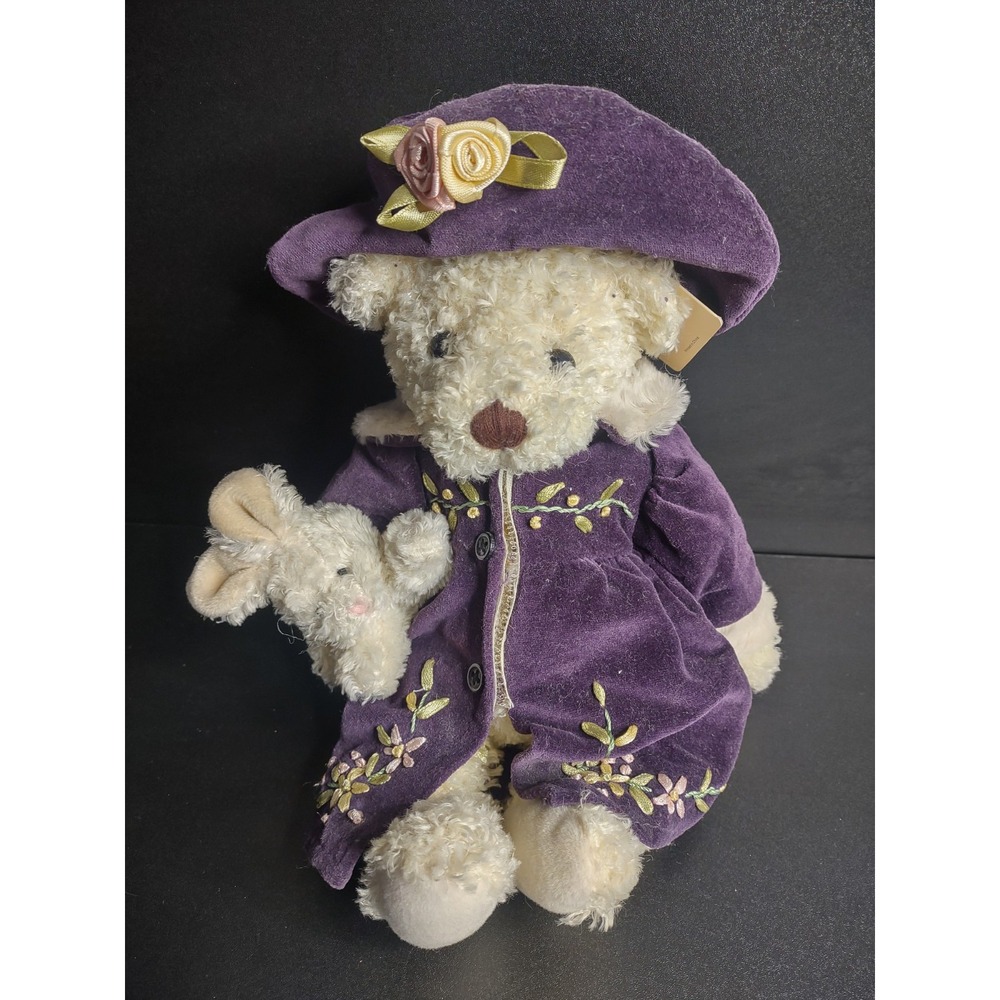 Easter Teddy Bear Purple Velvet Dress 10" Plush Toy Stuffed Animal by Unipak